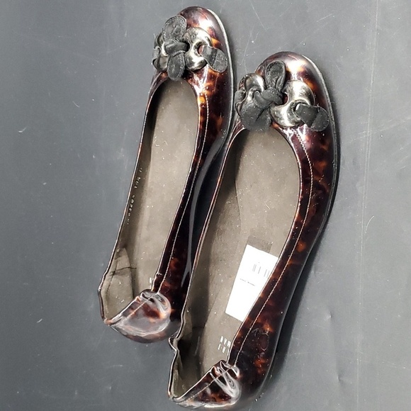 Stuart Weitzman Tortoise Leather Sole Flats 10.5 Made In Spain - Picture 2 of 9